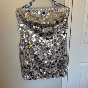 Forever 21 Silver Sequin Mini Dress